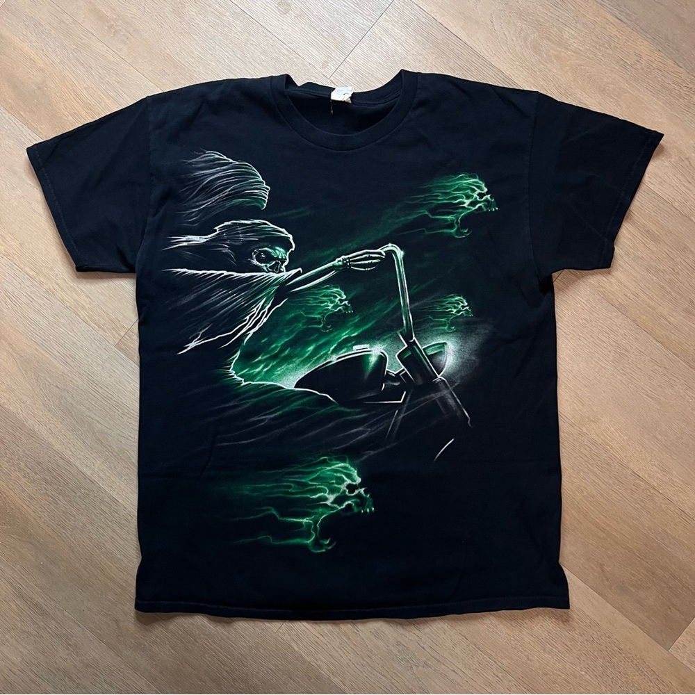 Vintage Y2K Style Grim Reaper Biker Tee